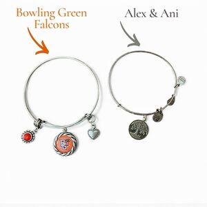 Bowling Green Falcons and Alex & Ani Silver Tone Metal Charm Bracelets